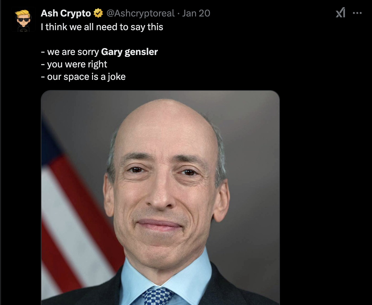 Gary Gensler visszasírása a Twitteren.