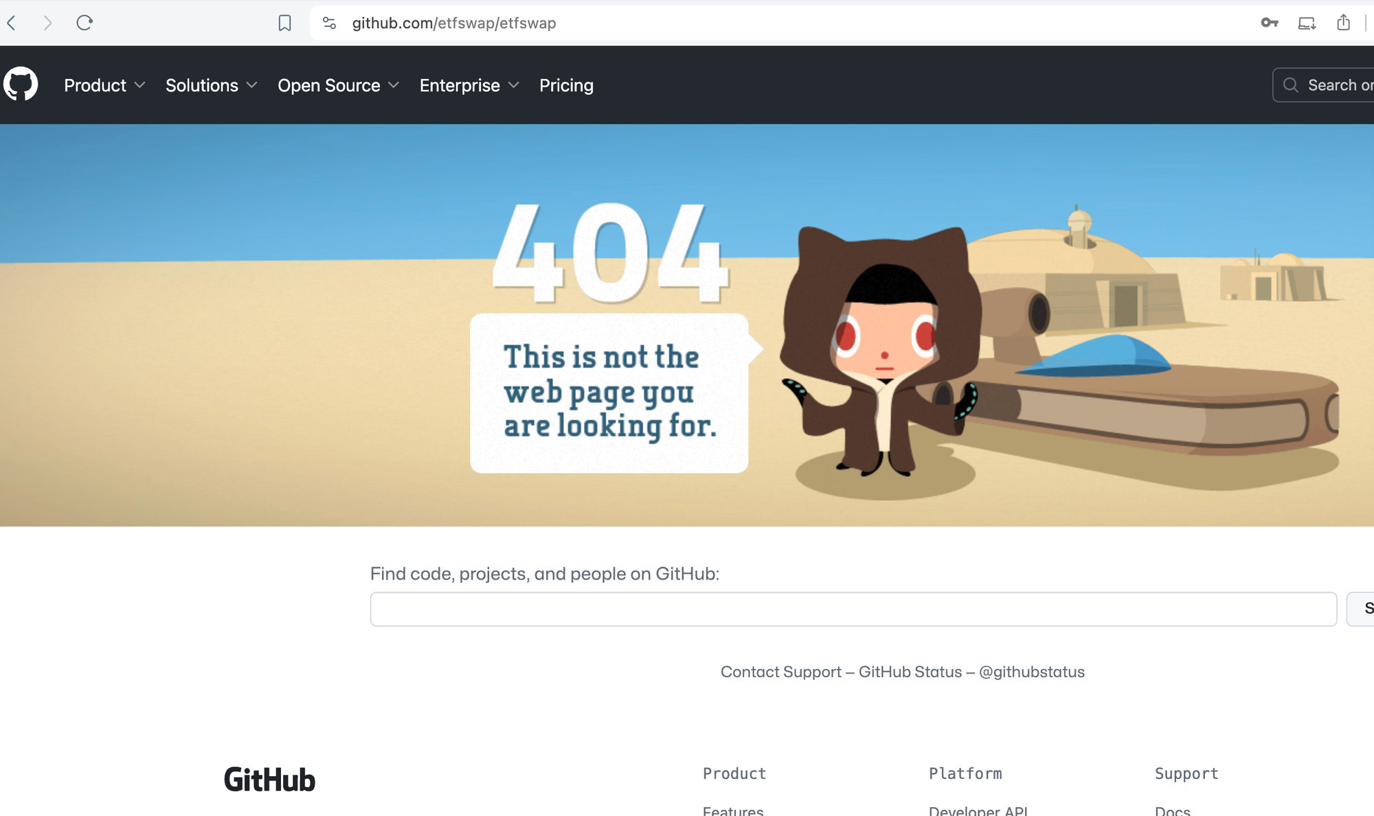 Nem létező repository a GitHub-on